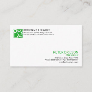 Simple Green Dial Power Plug Electrical Engineer Business Card