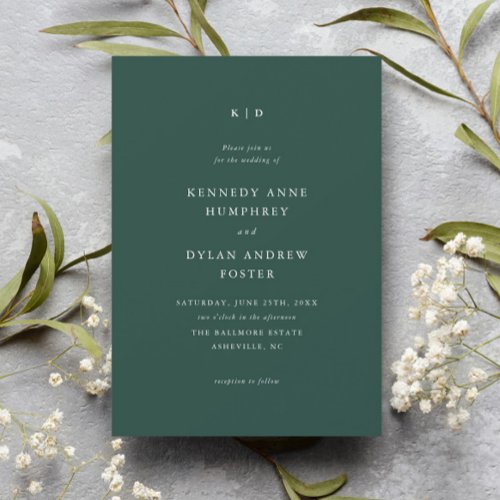 Simple Green Elegant Wedding Invitation