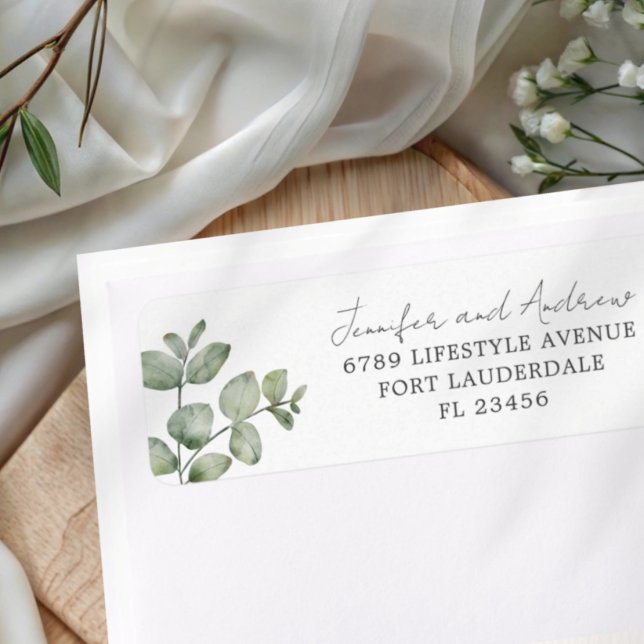 Simple Green Eucalyptus Return Address Wedding  Label (Creator Uploaded)