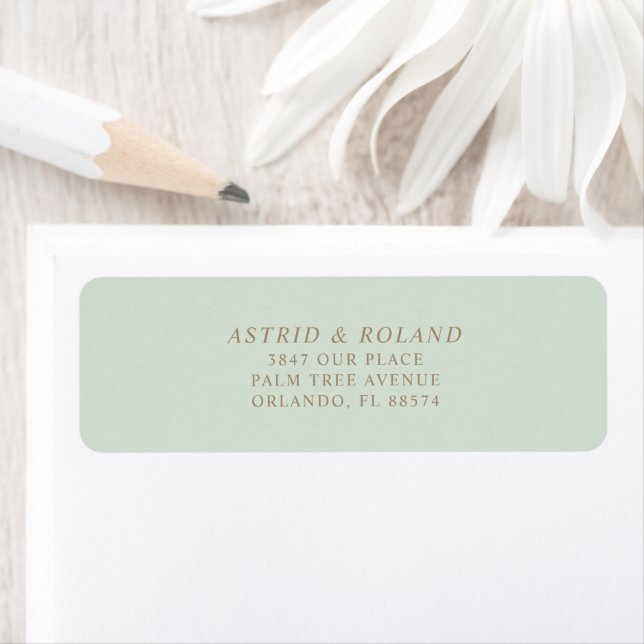 Simple Green & Faux Gold Return Address  Label (Insitu)