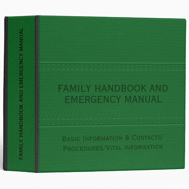 Simple Green Faux Leather Look Black Accents 3 Ring Binder (Front/Spine)