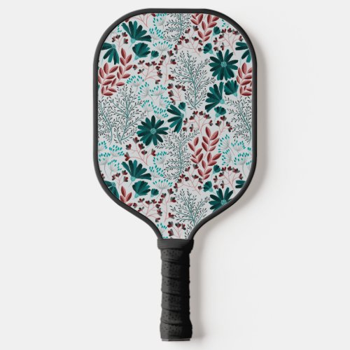 Simple green floral pattern pickleball paddle