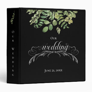 Simple Green Foliage Wedding Memories Album 3 Ring Binder