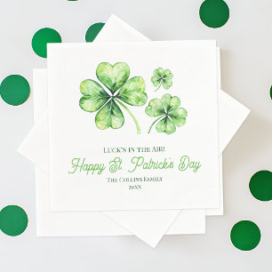 Simple Green Four Leaf Clover Luck St. Patricks Napkins