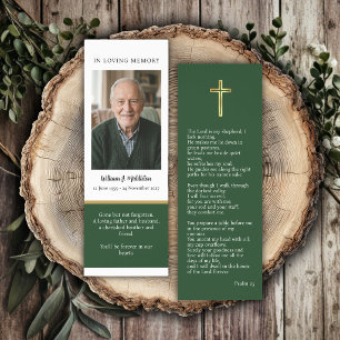 Simple Green Funeral Prayer Card Bookmark