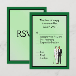 Simple Green Gay Wedding RRSVP with Menu Choice