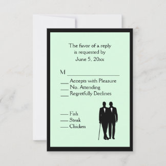 Simple Green Gay Wedding RRSVP with Menu Choice