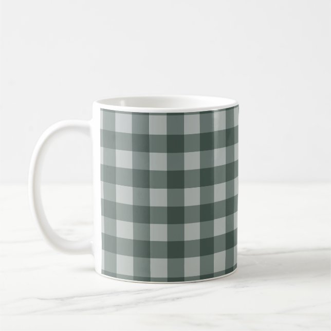Simple Green Gingham Checkered Coffee Mug (Left)