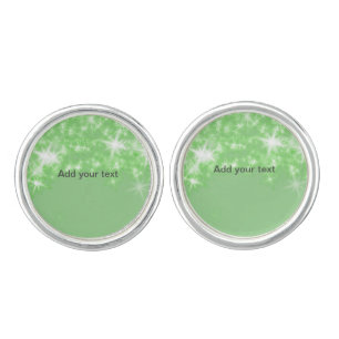 Simple green glitter sparkle stars add your text cufflinks