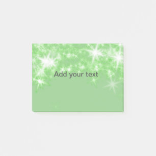 Simple green glitter sparkle stars add your text post-it notes