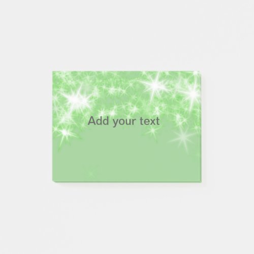 Simple green glitter sparkle stars add your text   post_it notes