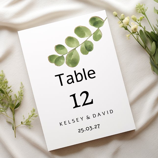 Simple green gold eucalyptus leaves Table Numbers (Simple green gold eucalyptus leaves Table Numbers )