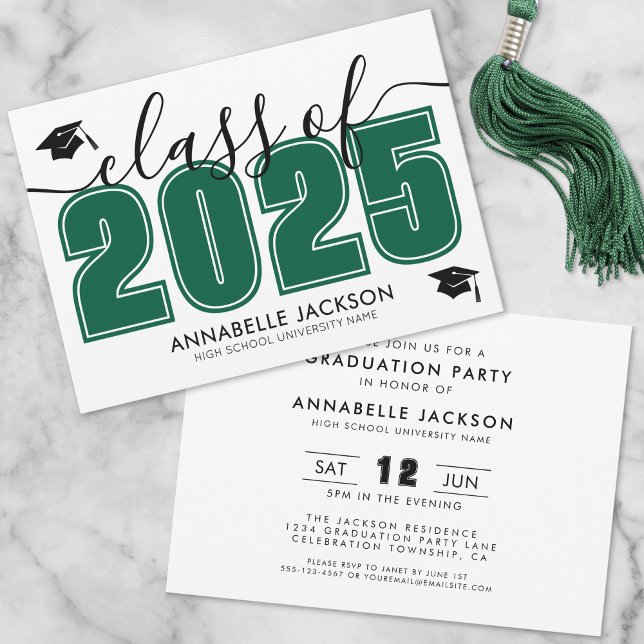 Simple Green Graduation Party Invitation (Simple Green Graduation Party Invitation)