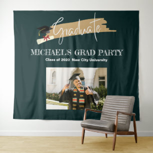 Simple Green Graduation Photo Booth Backdrop