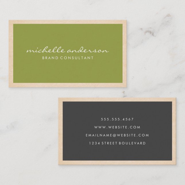 Simple Green Gray | Sleek Business Card (Front/Back)
