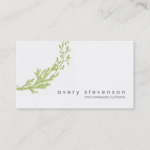 Simple Green Hand Drawn Wreath Nature White 1 Business Card