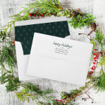 Simple Green Happy Holidays Card  Envelope<br><div class="desc">Simple Green Happy Holidays Card Envelope with Christmas Treen Pattern Interior and Return Address on Back Flap.</div>