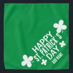 Simple green Happy St. Patrick`s day typography Bandana<br><div class="desc">A cute green bandana with simple typography that says Happy St. Patrick's Day is the ideal bandana for St. Patrick's Day. It is also ideal as a gift for all pet lovers,  dog lovers,  cat lovers. Write your pet's name and feel lucky.</div>