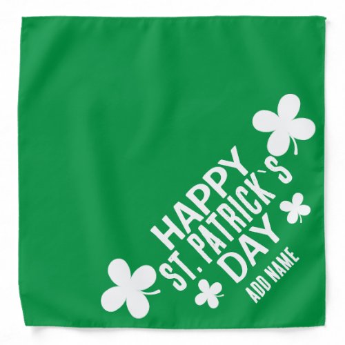 Simple green Happy St Patricks day typography Bandana