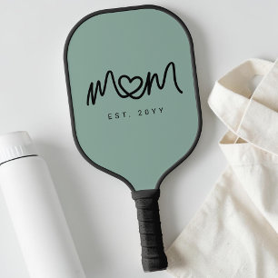 Simple Green Heart Script Mom Established Est Pickleball Paddle