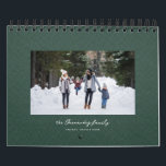 Simple green herringbone tweed classic family calendar<br><div class="desc">With a variety of photo shapes, sizes and layouts, this photo calendar makes a perfect family gift. The cover features a single photo on a green background with a herringbone fabric effect. The green background is carried through the calendar. This custom classic photo calendar also features various layouts to show...</div>