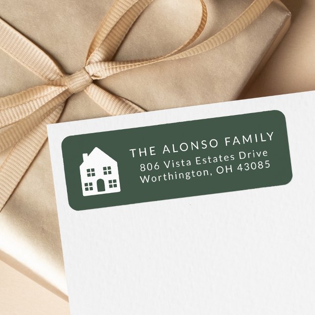 Simple green holiday return address label (Creator Uploaded)