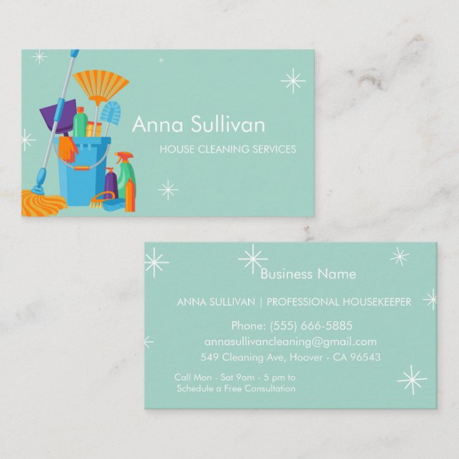 Simple Green House Cleaning Services Business Card (Front/Back)