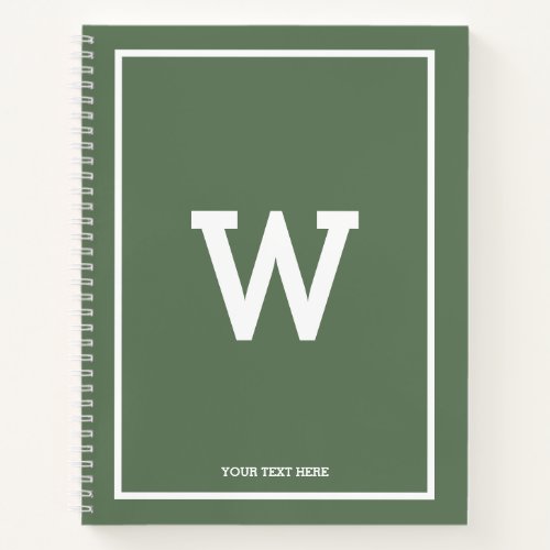 Simple Green Initial Monogram Sketchbook Notebook