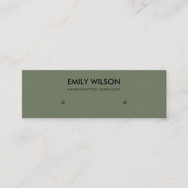 SIMPLE GREEN KRAFT CHIC STUD EARRING DISPLAY LOGO MINI BUSINESS CARD (Front)