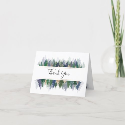 Simple Green Lavender Watercolor Pine Trees Thank You Card