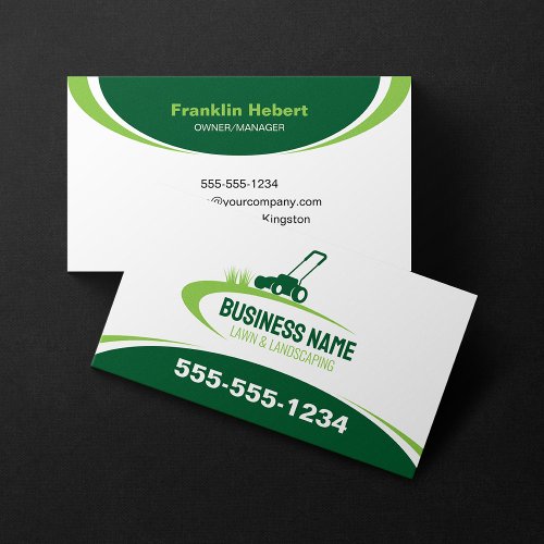 Simple Green Lawn Landscaping Mowing Service Business Card