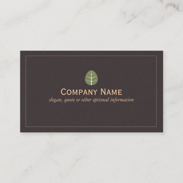 Simple Green Leaf Logo Nature Business Card (Front)