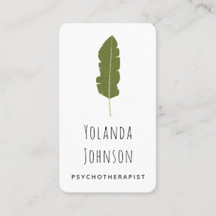 Simple Green Leaf Psychotherapist Garden Plant Business Card
