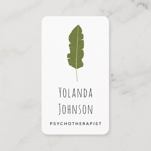 Simple Green Leaf Psychotherapist Garden Plant Business Card