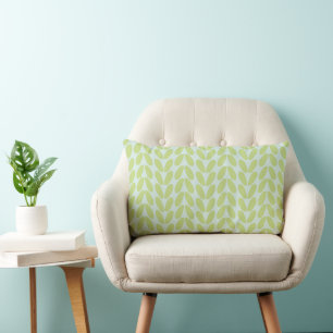 Simple Green Leaves Blue Lumbar Pillow