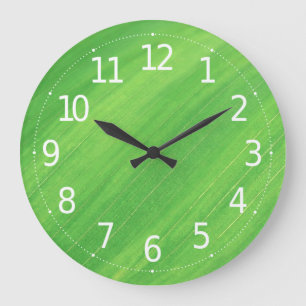 Simple Green Leaves Close-up Wall Clock