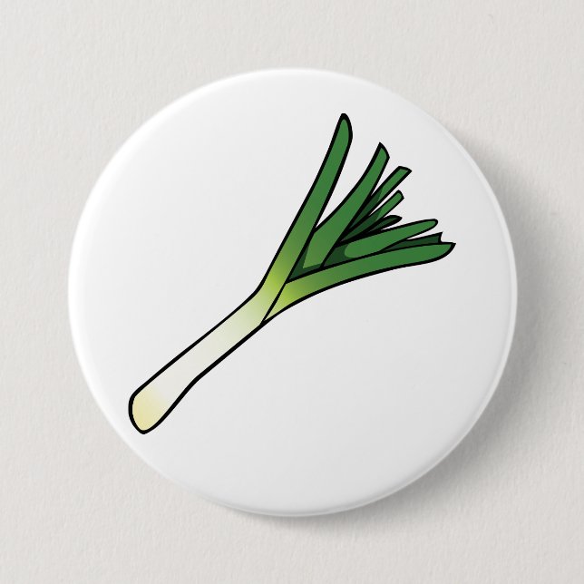 Simple Green Leek Vegetable Button (Front)