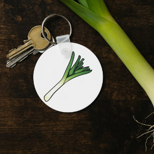 Simple Green Leek Vegetable Keychain