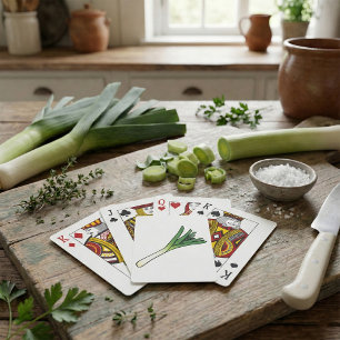 Simple Green Leek Vegetable Poker Cards