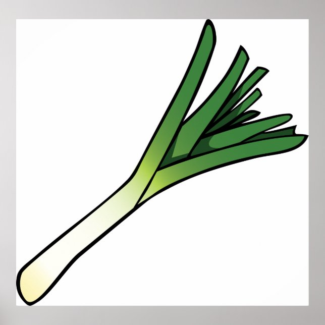 Simple Green Leek Vegetable Poster (Front)