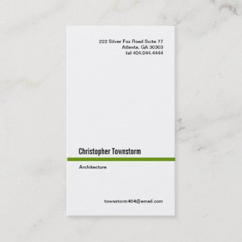 Simple Green Line Vertical Business Card by cardzila at Zazzle