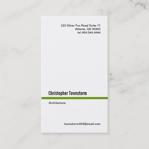 Simple Green Line Vertical Business Card