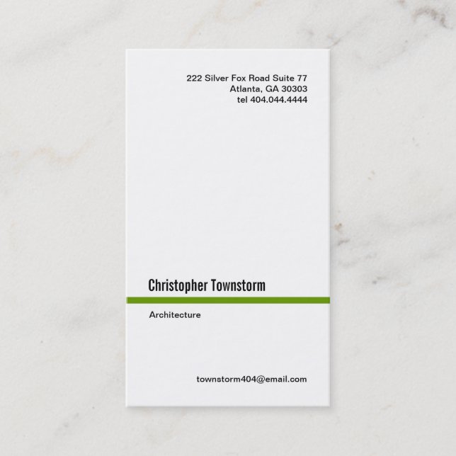 Simple Green Line Vertical Business Card (Front)
