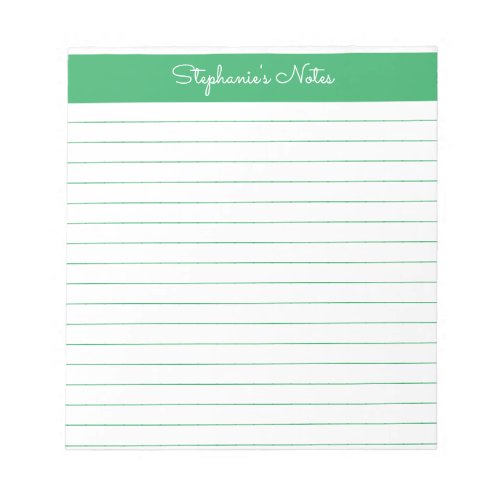 Simple Green Lined Personalized Notepad