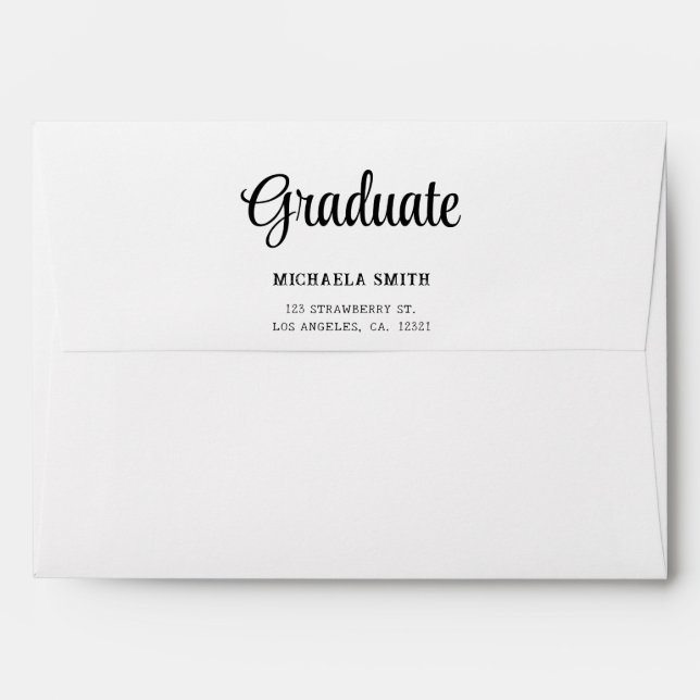 Simple Green Math Pattern Return Address Graduate Envelope (Back (Top Flap))