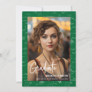 Simple Green Mathematics Script Photo Graduation  Announcement