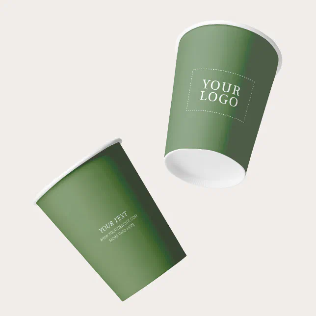 Simple Green Minimal Business Logo Custom Paper Cups | Zazzle