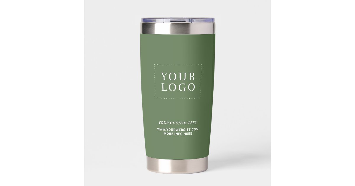 Simple Green Minimal Business Logo Custom Text Insulated Tumbler | Zazzle