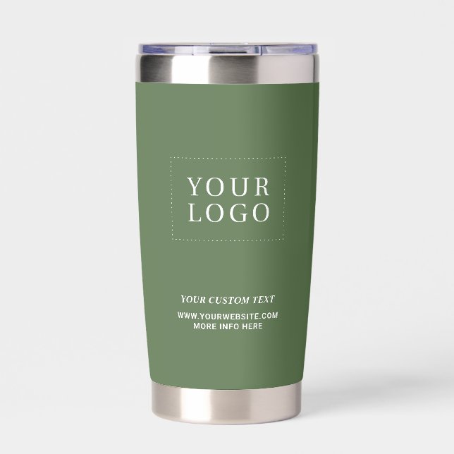 Simple Green Minimal Business Logo Custom Text Insulated Tumbler (Front)