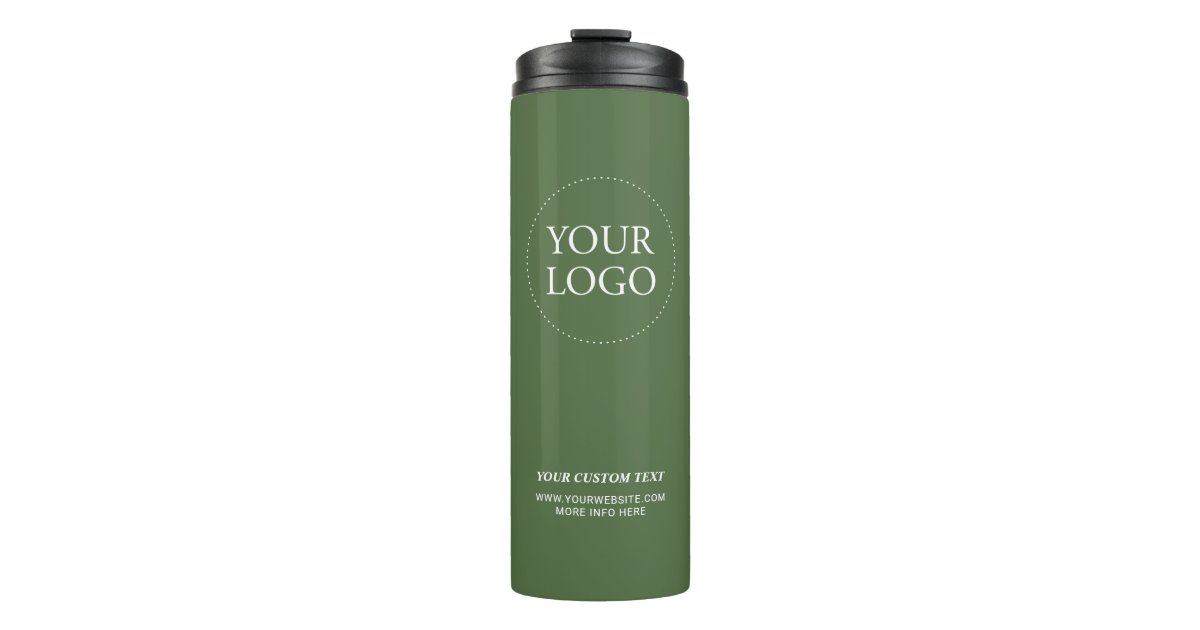 Simple Green Minimal Business Logo Custom Text Thermal Tumbler | Zazzle